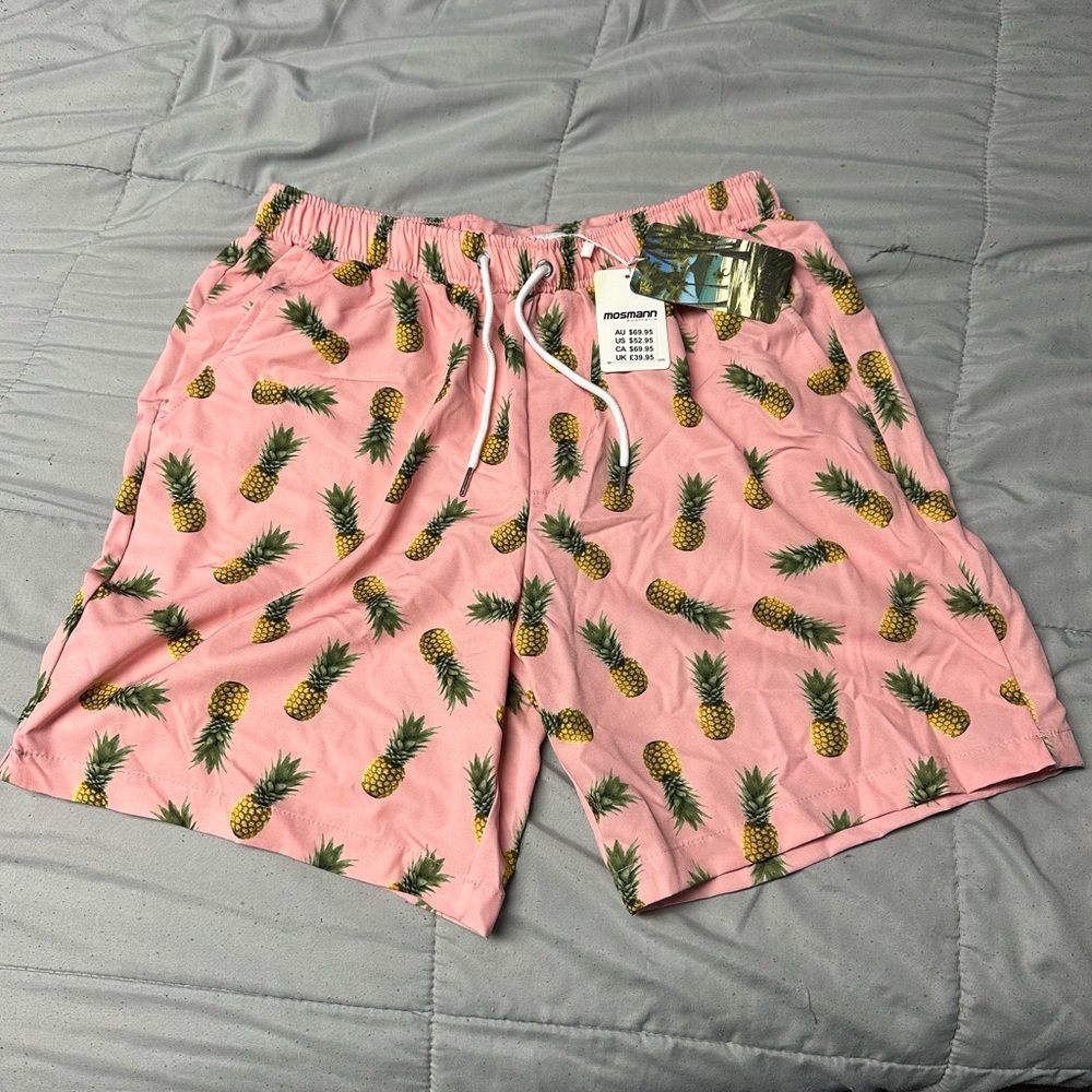 Mosmann Pink Pineapple Print Swim Shorts
